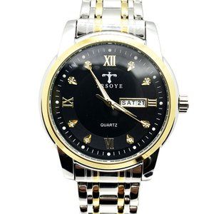 Luxury Black Dial Day and Date Men's TwoTone Watch